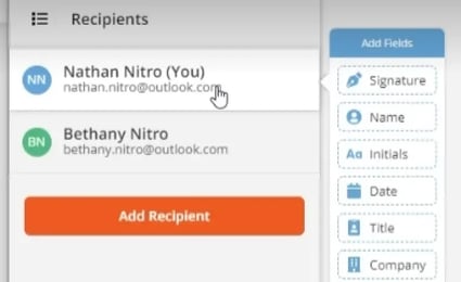 If you need to sign the document as well, click on your own name within Nitro and go ahead and sign it